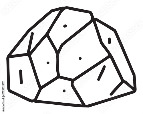 Black outline vector icon of a simple geometric rock shape with bold angular lines and minimal detail.