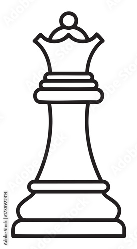 Black outline of a king chess piece in a simple linear style, depicting the royal game component with a crown and detailed base.