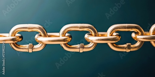 legal lawyer risk management concept Golden chain links on a dark background.