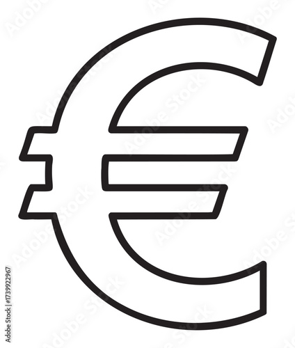 Black outline of a euro currency symbol on a , representing european monetary themes and financial concepts.