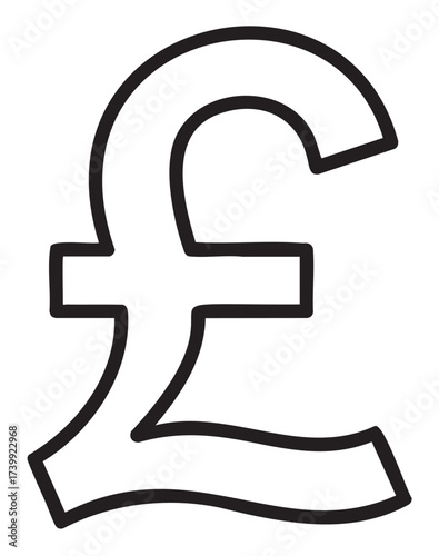 Black outline of a classic british pound symbol with bold, clean lines representing currency and finance.