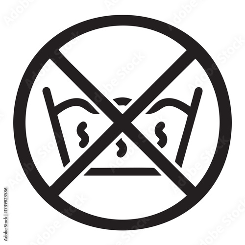 Black outline laundry symbol with a crossed-out basin indicating that washing is not allowed for the garment.