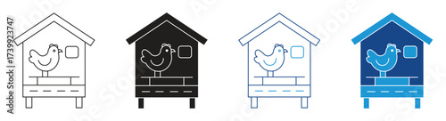 Chicken coop icon set, vector illustration .