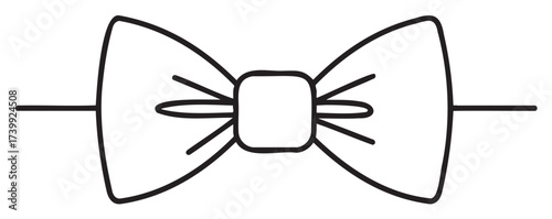 Black outline of a simple bow tie with a central knot and symmetrical loops on either side.