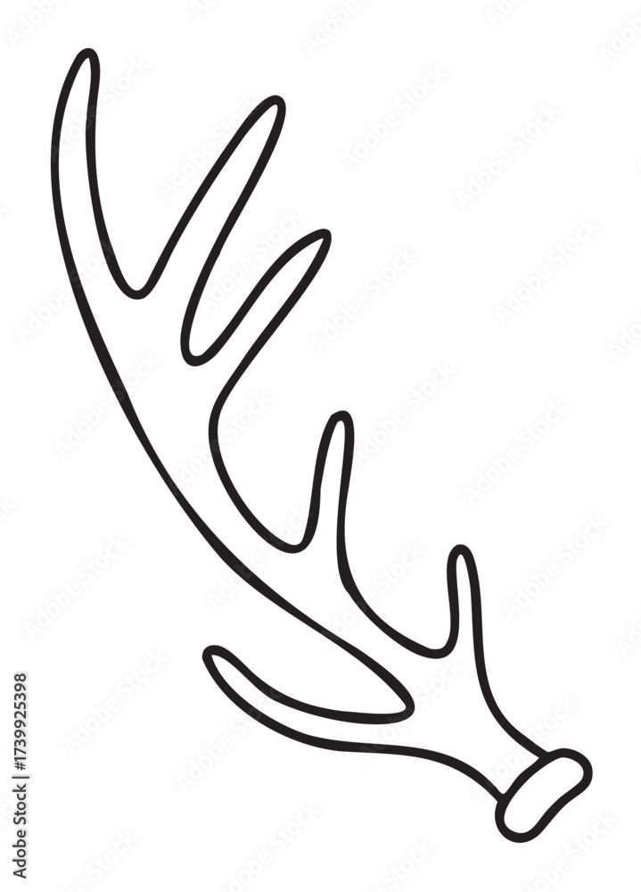 Obraz premium Black outline of a simple antler with multiple branches, on a .