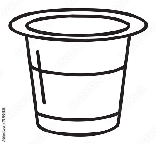Black outline of a disposable plastic cup with ridged design and a top lip, commonly used for beverages.