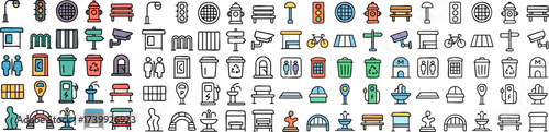 City Elements Doodle Icon Set.