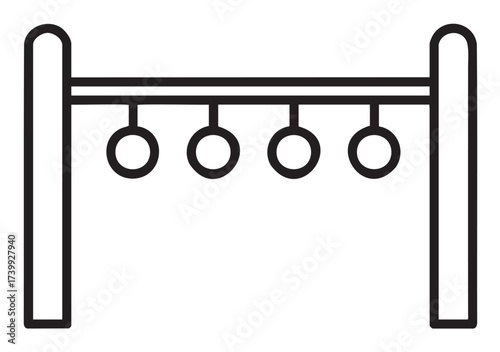 Black outline vector icon of a simple horizontal abacus with five beads. minimal linear illustration for education and mathematical concepts.