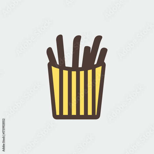 Silhouette Style Vector Icon of Crispy French Fries, Fast Food Illustration, Minimalist Design for Restaurant Menu, Food Delivery, Snack Concept