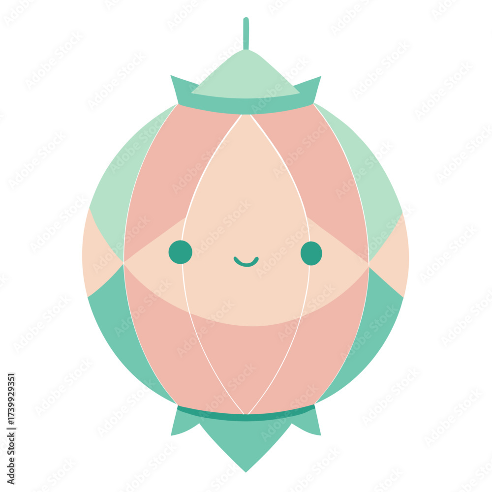Obraz premium Adorable Pastel Lantern with a Smiling Face Perfect for Childrens Illustrations and Decorations