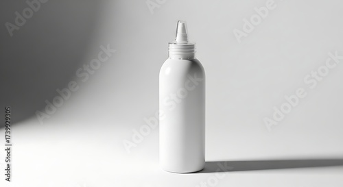 Minimalist White Squeeze Bottle Mockup with Pointed Cap and Dramatic Shadows.