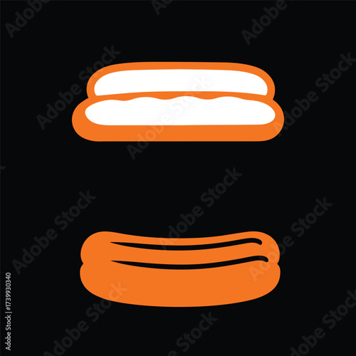 Silhouette Style Vector Hot Dogs Icon Design, Minimalist and Modern Editable Graphic, Scalable Illustration for Food, Fast Food, BBQ, Snack, Party, Festival, Restaurant, and Culinary Use
