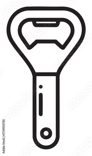 Black outline vector icon of a bottle opener with a simple, minimal design featuring a circular handle and an inner opening for cap removal.