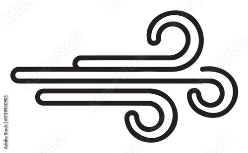 Black outline of a stylized wind design with swirling lines suggesting movement and flow.