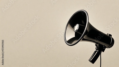 Nice photo of black megaphone on a neutral background for communication and announcement.