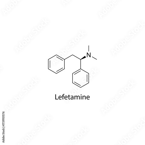 Lefetamine molecular structure, synthetic opioid and stimulant-like compound historically misused recreationally, clean scientific vector diagram, flat skeletal chemical formula isolated 