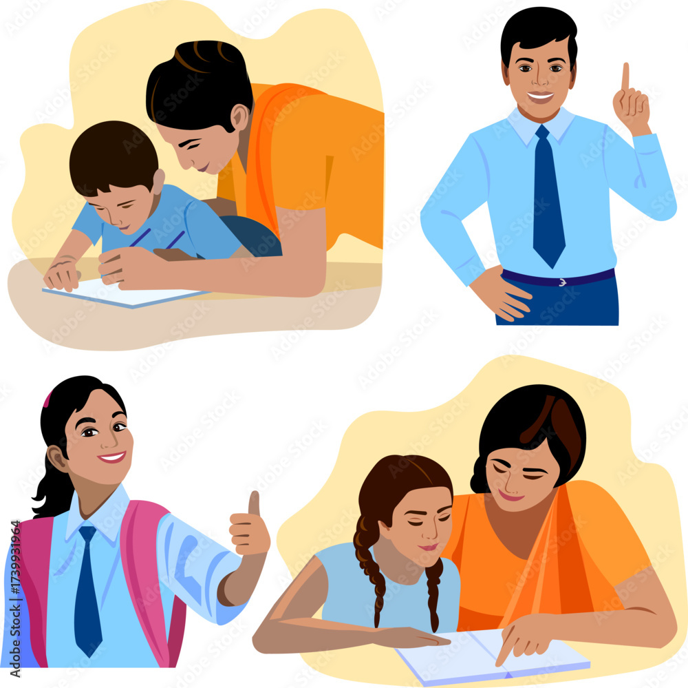 Fototapeta premium indian teacher helping student