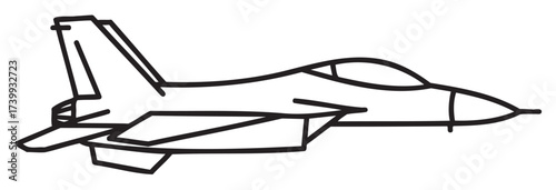 Black outline of a fighter jet showcasing aerodynamic features and twin tails, designed for speed and maneuverability.