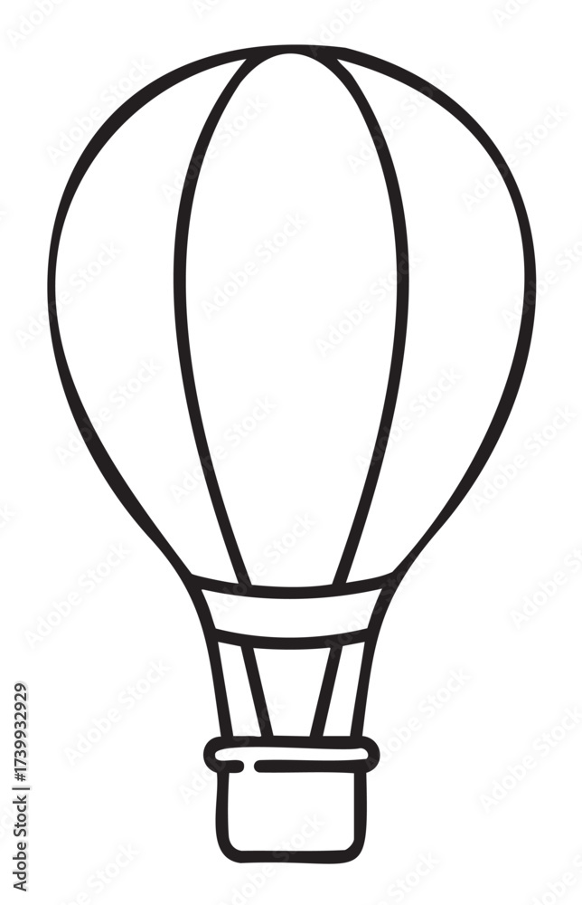 Fototapeta premium Black outline vector icon of a simple hot air balloon. minimal linear illustration for travel, adventure, and exploration concepts.