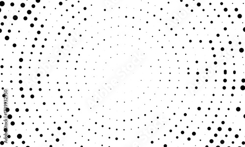Abstract monochrome halftone pattern. Futuristic panel. Grunge dotted backdrop with circles, dots, point. Design element for web banners, posters, cards, wallpapers, sites. Black and white color