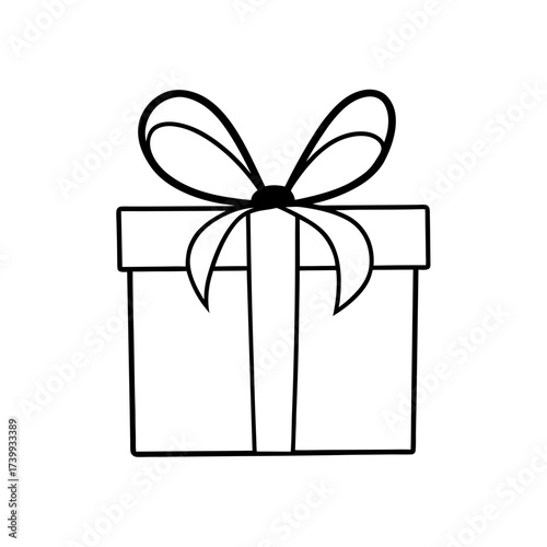 Illustration of a gift box with ribbon bow silhouette