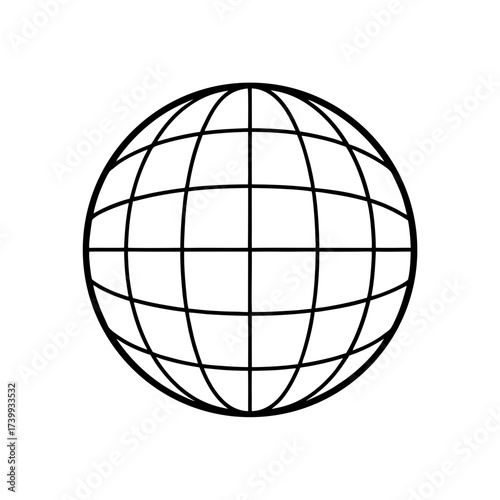 Globe with meridians and parallels outline silhouette