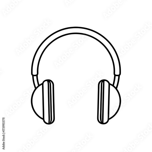 Outline drawing of over ear headphones set silhouette