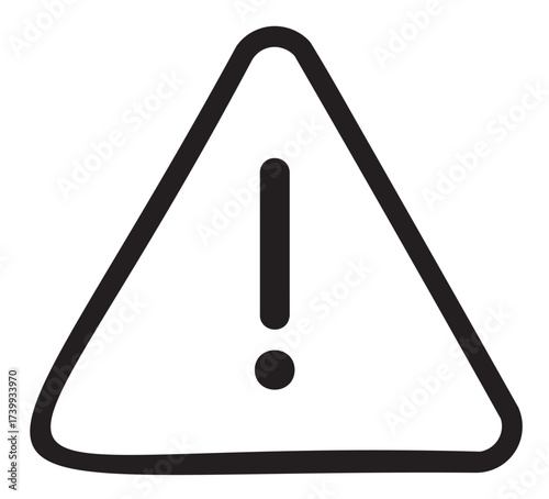 Black outline icon of an exclamation mark inside a triangular warning sign, conveying caution and alert notifications.