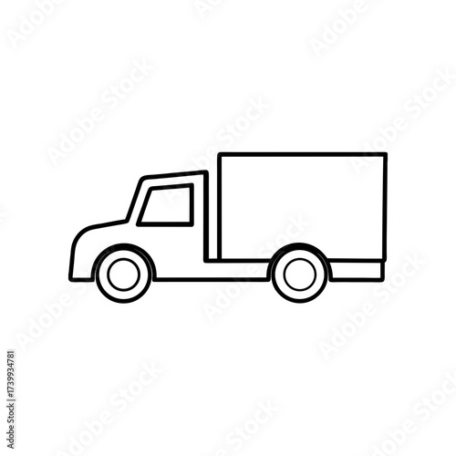 Outline drawing of a delivery truck side silhouette