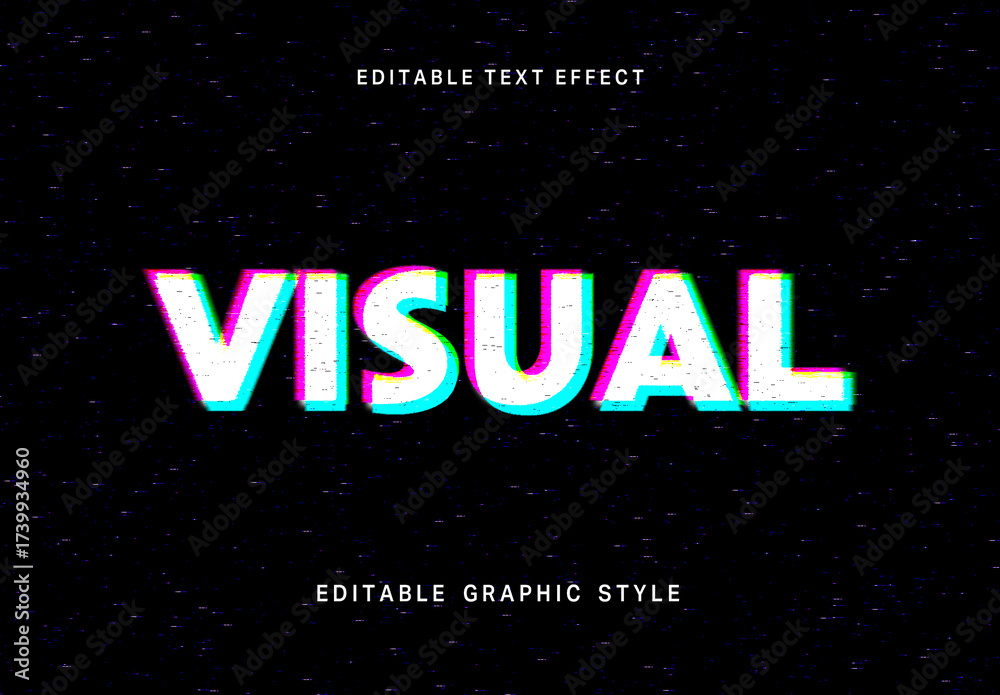 Shift Text Effect Colorful Chromatic Shift VHS Retro Text Effect Glitch Thick Font Stock ...