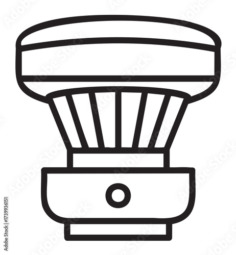 Black outline icon of a traditional shaving brush with a cylindrical handle and bristled top for grooming purposes.