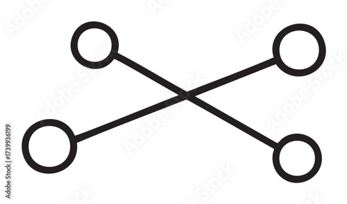 Black outline icon of a diagonal crossed line segment with four circles at the endpoints on a .