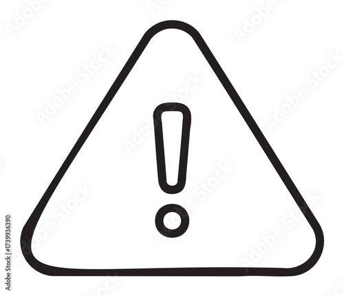 Black outline illustration of a triangular caution sign with a bold exclamation mark in the center, symbolizing warning or alert.
