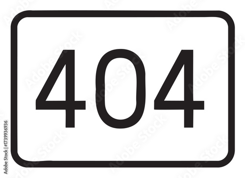 Black and image featuring the number 404 in bold font within a rectangular outline.