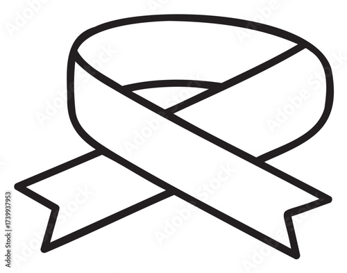 Black outline vector icon of a looped awareness ribbon symbol, representing support and solidarity for various causes.