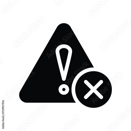 Alert Exclamation Mark with Cross Symbol Notification solid icon vector design good for web or mobile app