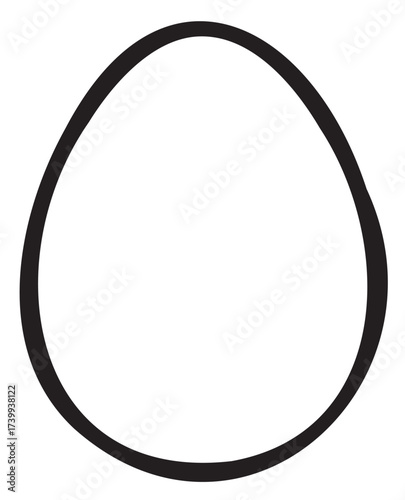Simple black outline of an egg-shaped oval with a plain interior, representing minimalistic design.