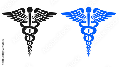caduceus medical symbol on black background.medical symbol vector illustration