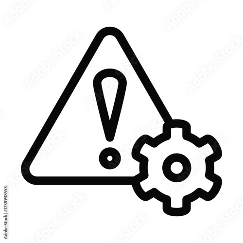 gear with exclamation mark mark outline icon vector design good for web or mobile app