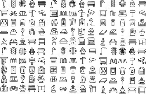 Urban City Icons Collection Vector Art.