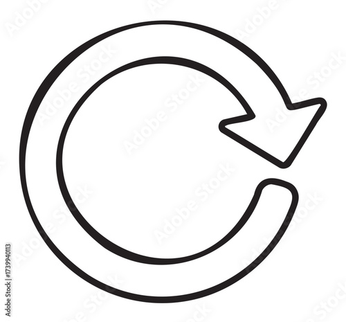 Black outline icon of a circular arrow with a pointed tip representing a refresh or reload symbol.