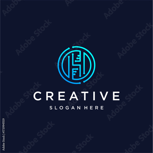 logo initial H modern technology