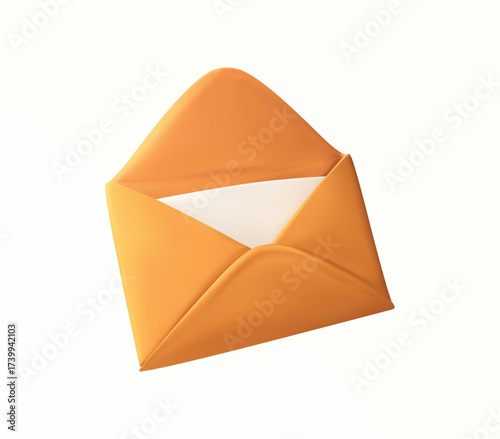open Envelope with Message isolated vector 3d icon on white background for representing email, notifications, or digital correspondence in web and mobile interfaces.