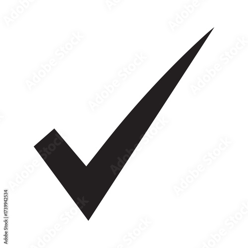 Bold black check mark on white background, symbolizing approval, correctness, or completion. Clean, minimalist design ideal for UI, branding, forms, and digital communication.