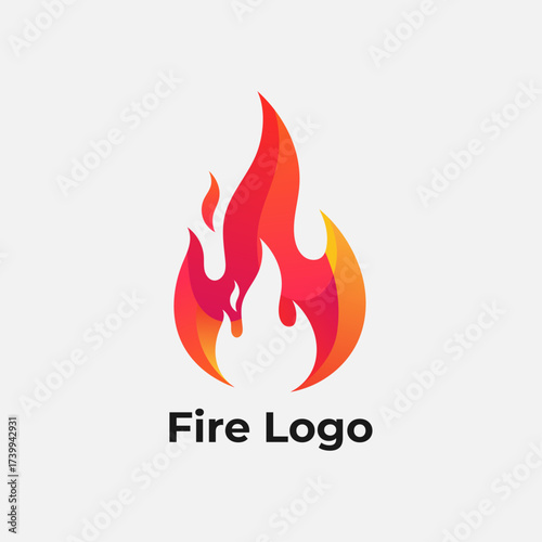 Simple fire flame logo vector, Abstract burning symbol, Bonfire silhouette design, Creative brand icon
