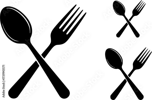 Crossed spoon , Crossed spoon silhouette, Crossed spoon and fork , Spoon , Fork , Spoon silhouette
