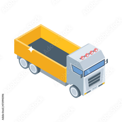 An isometric icon of delivery truck in trendy design style