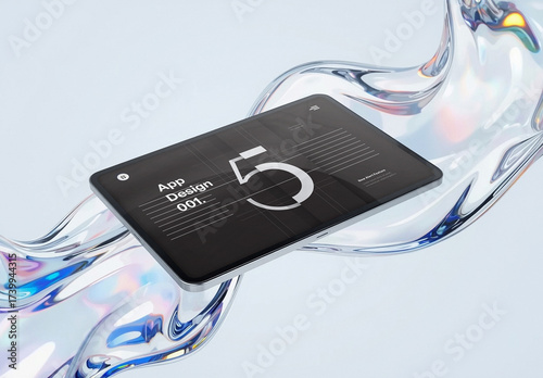 Futuristic Tablet Mockup with Fluid Glass Aesthetic
