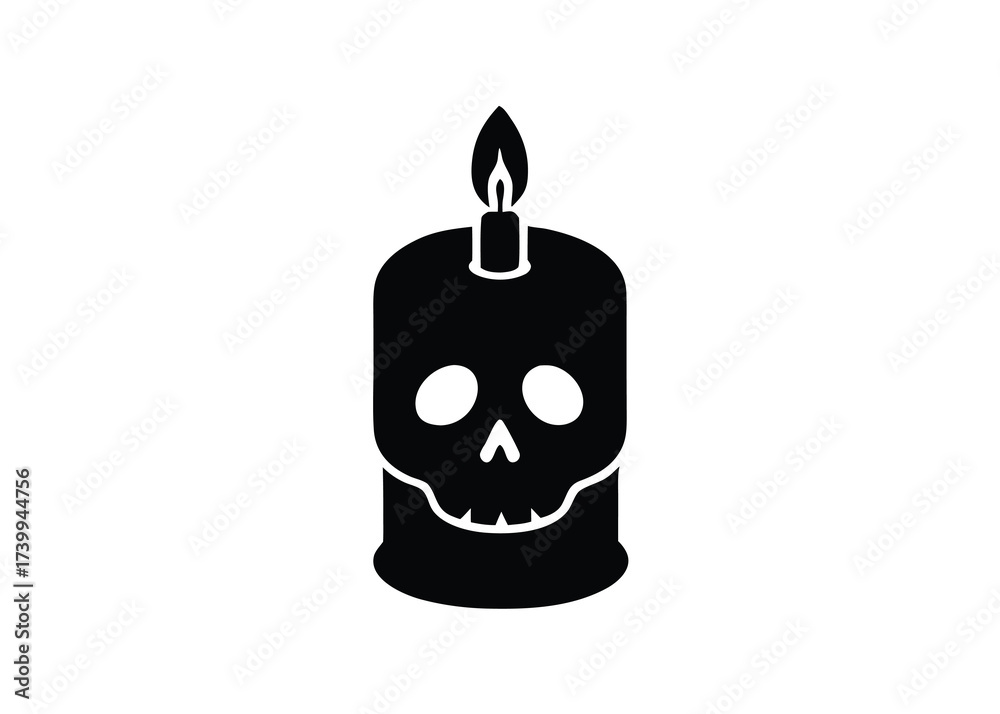 Obraz premium dark candle skull silhouette vector icon