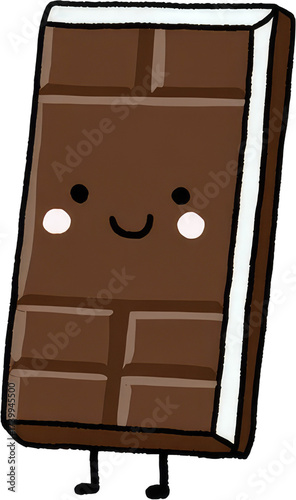 Cute Chocolate Bar Cartoon Illustration with Smiling Face.